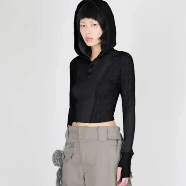 혜인서 니티드 크롭 후드