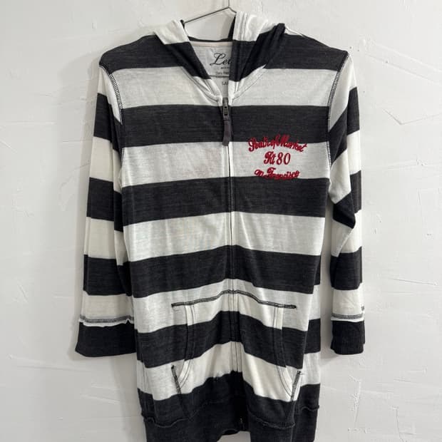 back number stripe hood twoway zipup