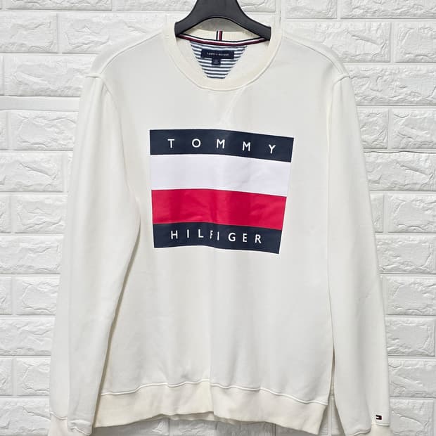 택포_ 타미힐피거 흰색 기모 맨투맨 L