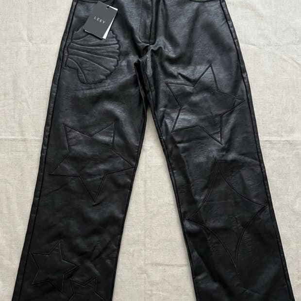 LEEY 남성 레더 자수 팬츠 새상품 (M)