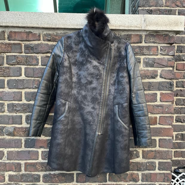 빈티지 레더 퍼 코트