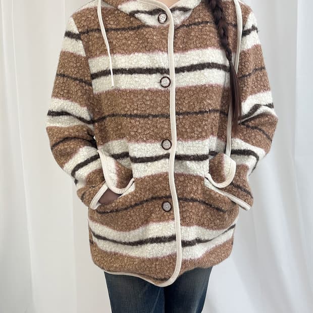 nerd bear boucle stripe hoodie jumper