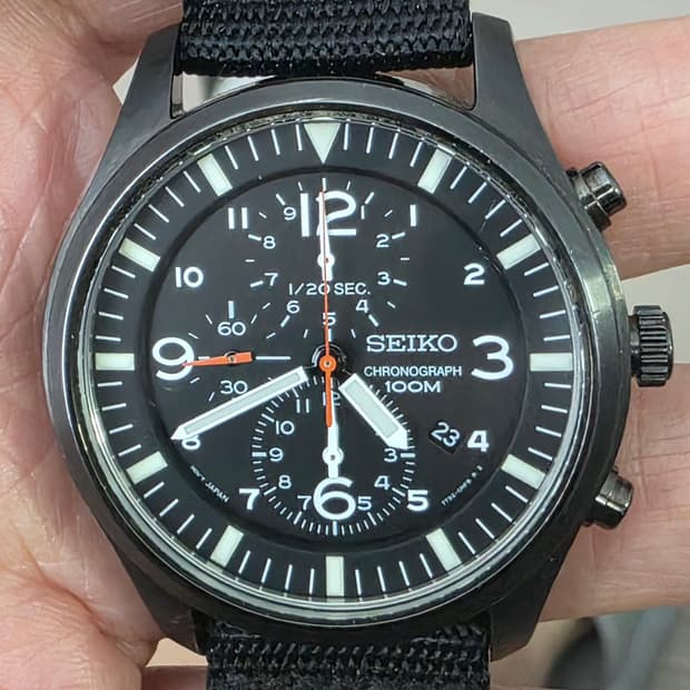세이코 (SEIKO) SNDA65 밀리터리 크로노 그래프 블랙 시계