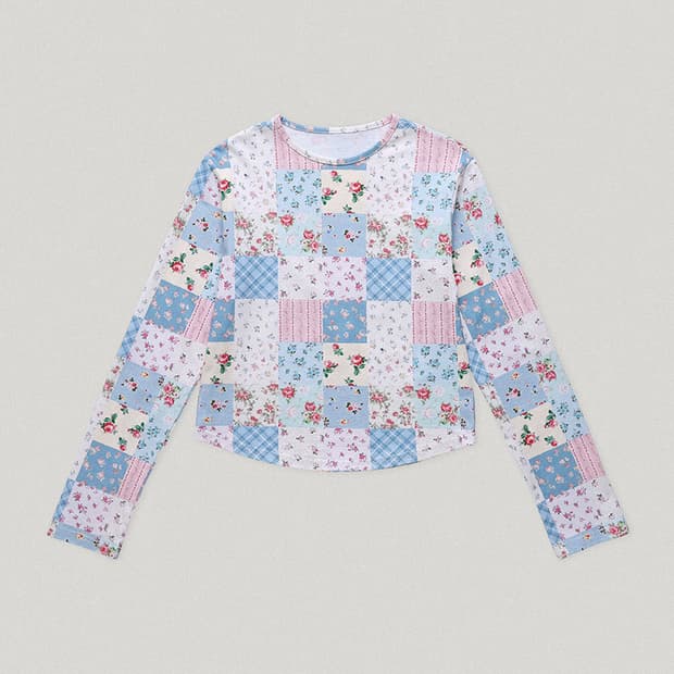 스무드무드 패치긴팔티 Shalott Floral Patchwork Tee