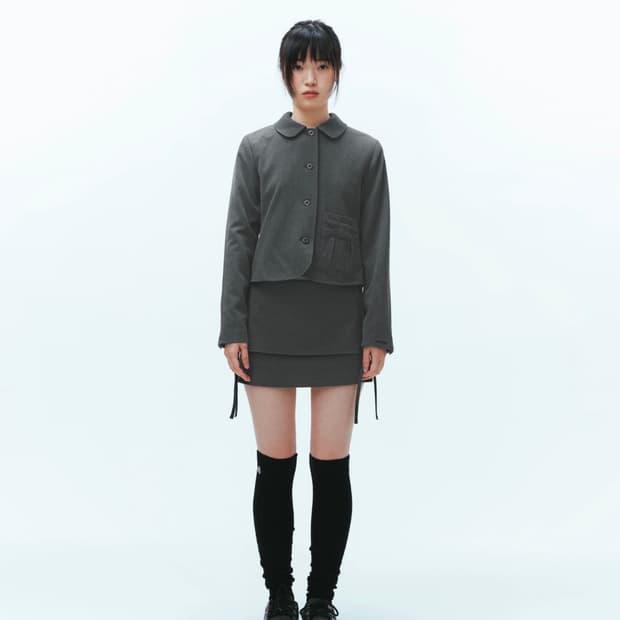 코이세이오 리본 자켓 셋업 그레이