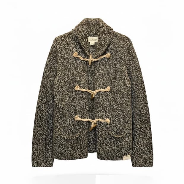 데님 앤 서플라이 토글 울 니트 가디건 마린로프 디테일 멜란지 브라운