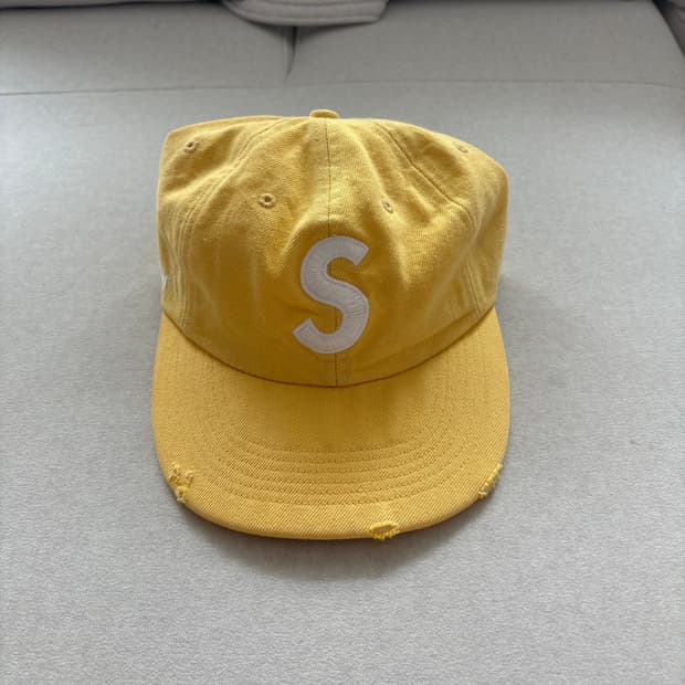 슈프림 정품 ss22 케블라 데님 옐로우 s로고 캡