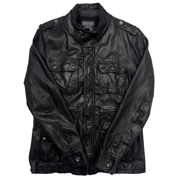 버커루 멀티포켓 블랙 램스킨 레더 자켓 XL