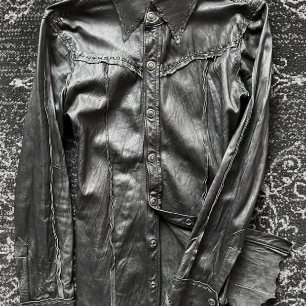 14th addiction rare cutting leather shir