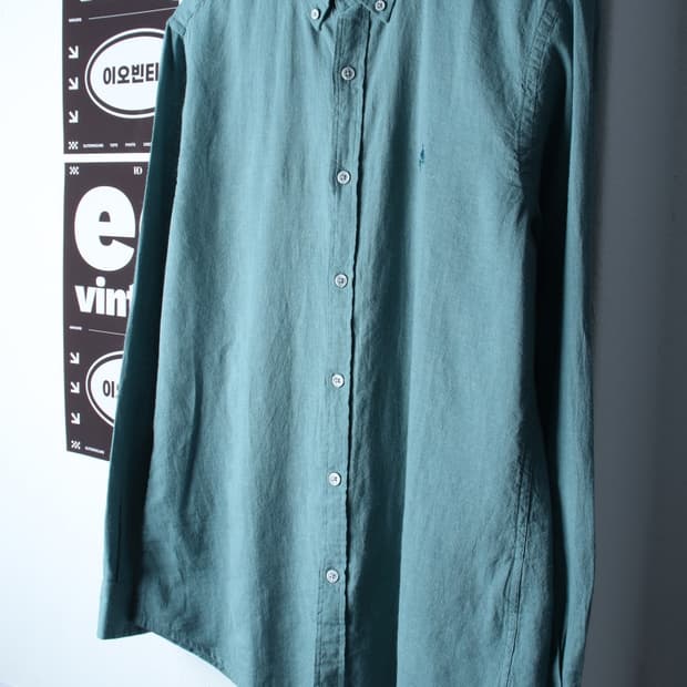 (L-XL) 올젠 셔츠 남방 연블루 무지 린넨 마-H32348