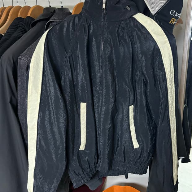 [46] 생로랑 로고 트랙 블루종 자켓