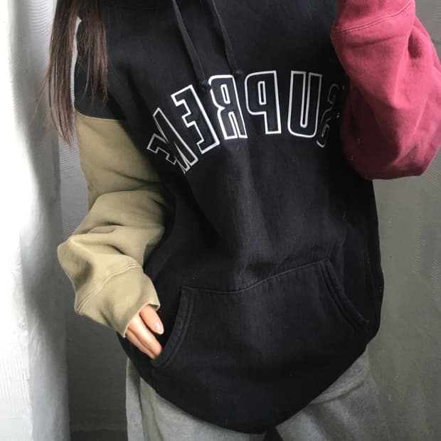 Supreme 슈프림 컬러블록 아치로고 후드티