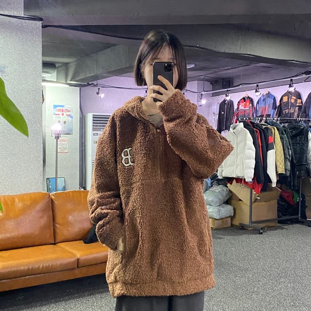 MLB 브라운 플리스 아노락 b3366