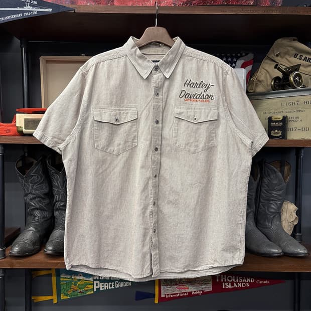 할리데이비슨 팻보이 엠브로이드 스트라이프 워크셔츠 N1155