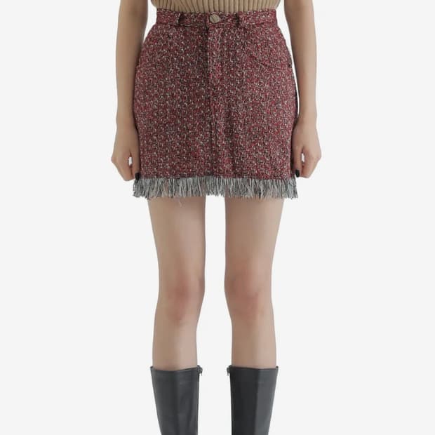 큐리티 프린지 스커트