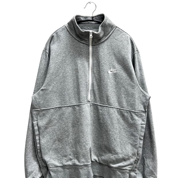 나이키 NSW 클럽 브러쉬드 백 하프 집 그레이