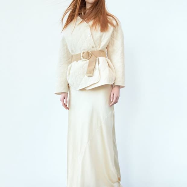 ZARA 자라 아이보리 노카라 퀼팅 자켓 S