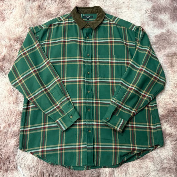 빔즈 하트 오버핏 코듀로이 체크 셔츠