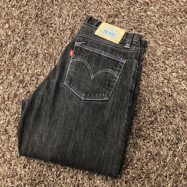 리바이스 앤디워홀 스트레이트 블랙 워싱 데님 팬츠