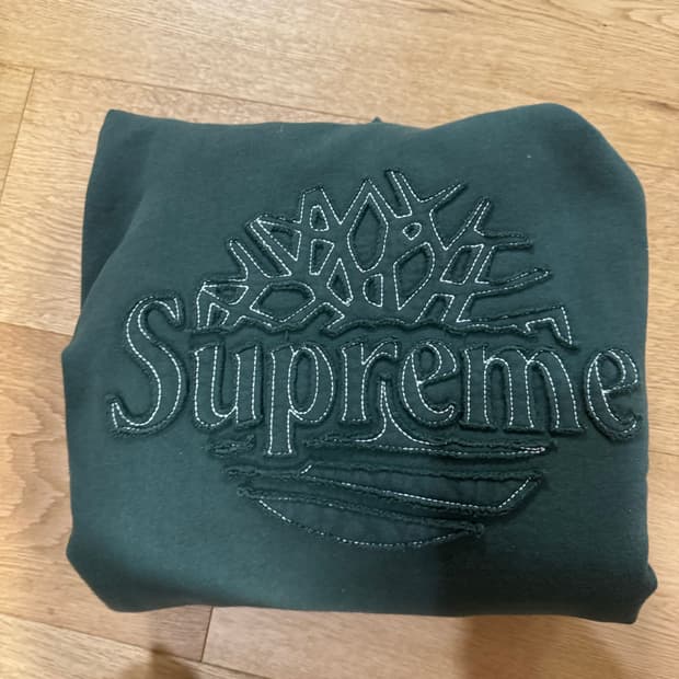 슈프림x팀버랜드 후드 다크그린 m