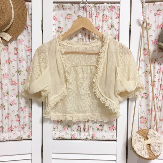 빈티지 엑시즈팜 로즈 레이스 볼레로