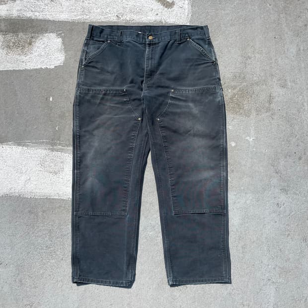 칼하트 OG 더블니 B01 blk 카펜터 덕캔버스 워크팬츠 블랙