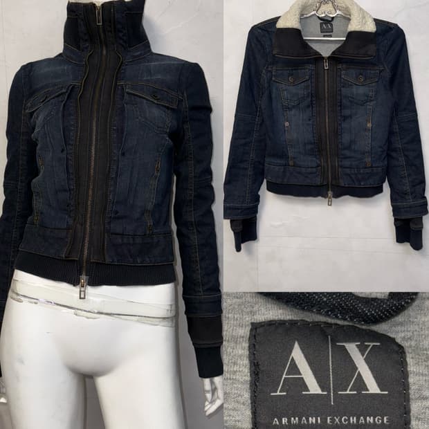 Armani Exchange raw denim fur 투웨이 집업