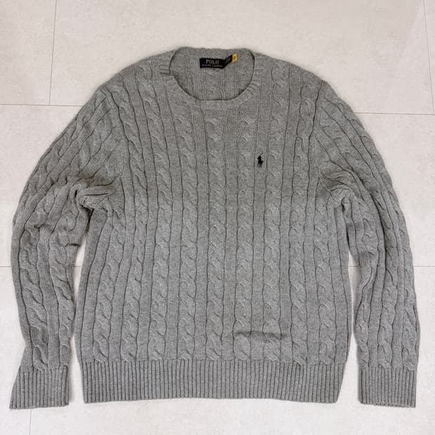 폴로 랄프로렌 케이블니트 코튼 스웨터 - 그레이