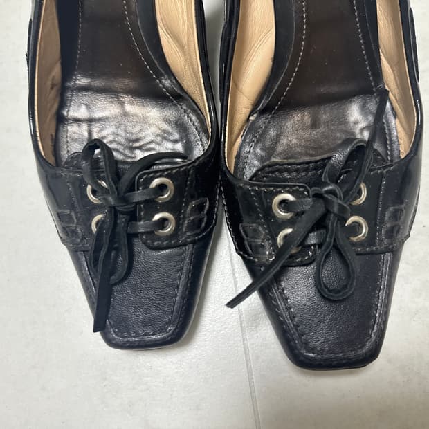 🔥🖤토즈 Tod’s 레이스업 미들굽 스퀘어토 슬링백