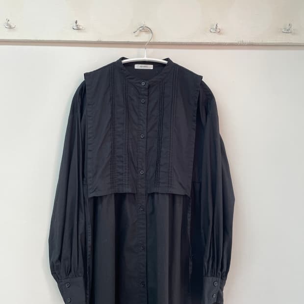 일본 빈티지 블랙 셔츠형 롱 원피스