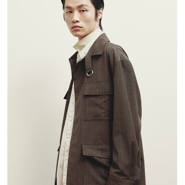 유스 사파리 자켓 브라운 스트라이프 M
