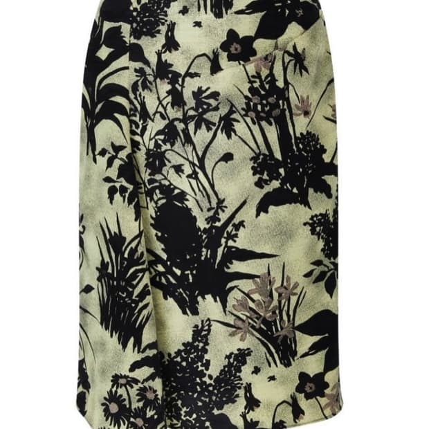 teak arc silk print skirt
