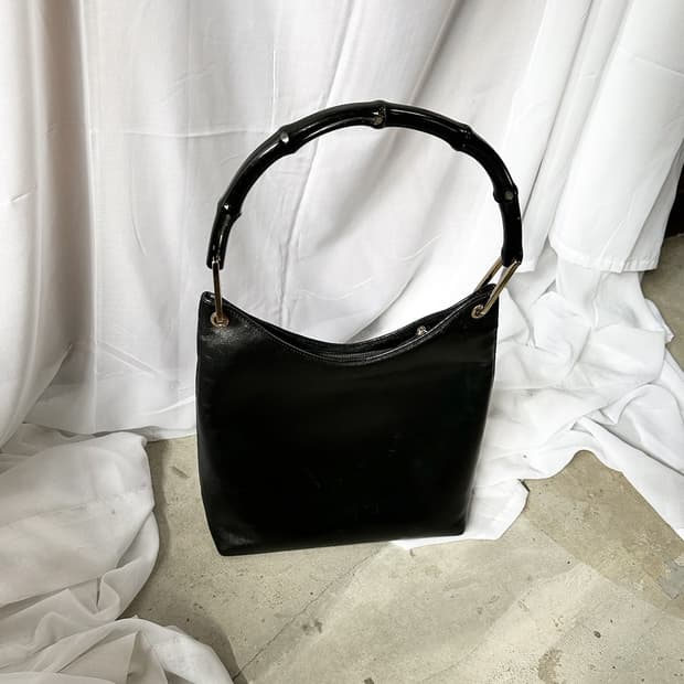 GUCCI leather bamboo bag