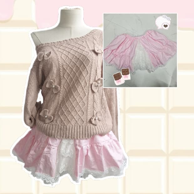 슈슈 핑크 히메갸루 스커트 러블리 히메카지 갸루 로걀