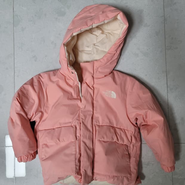 노스페이스 리버시블 연핑크 패딩 키즈 110사이즈 상태굿

