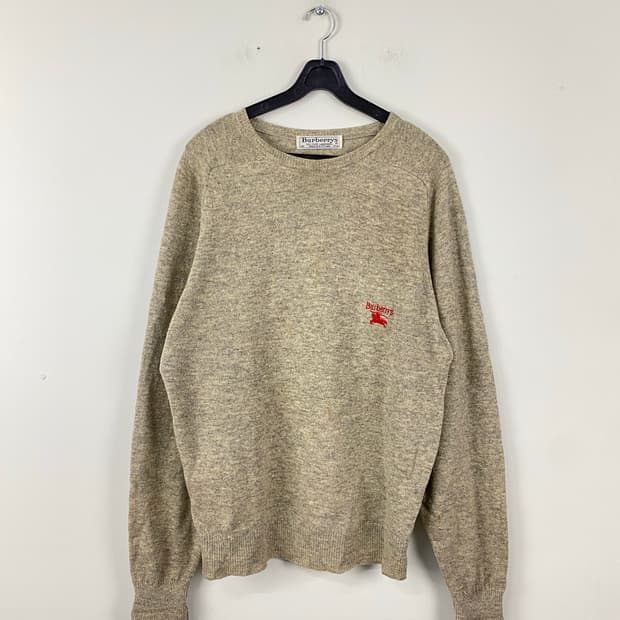 버버리 램스울 오트밀 니트 스웨터 38 <550>