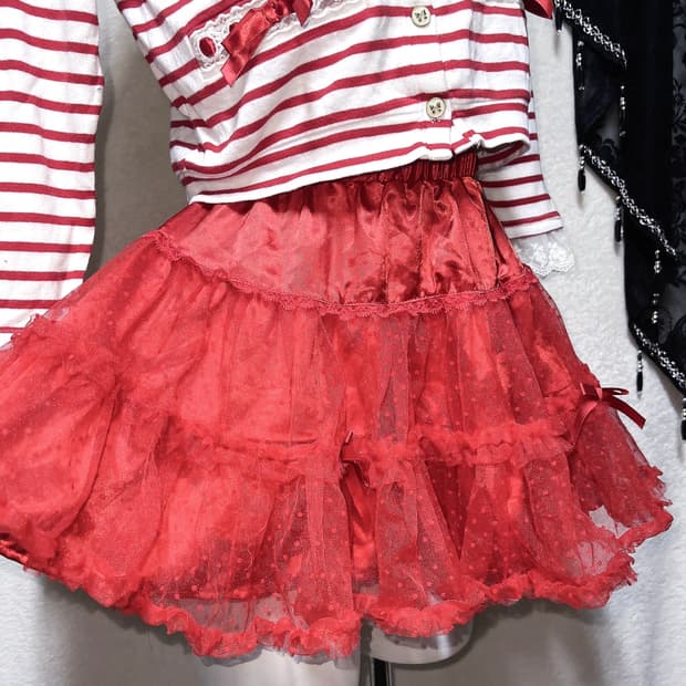 바디라인 히메갸루 고스펑크 로리타 리본 레드 튜튜 샤스커트 캉캉치마 핀터