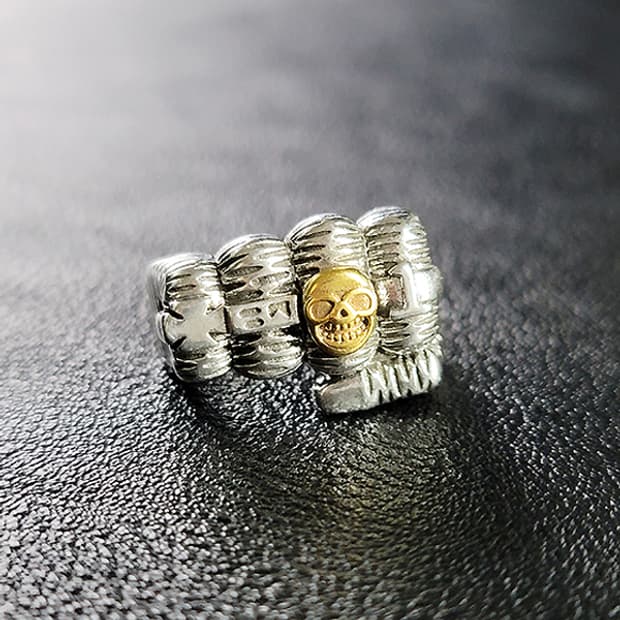 Lockbone 백동 남자 엔틱 빈티지 주먹 해골 반지