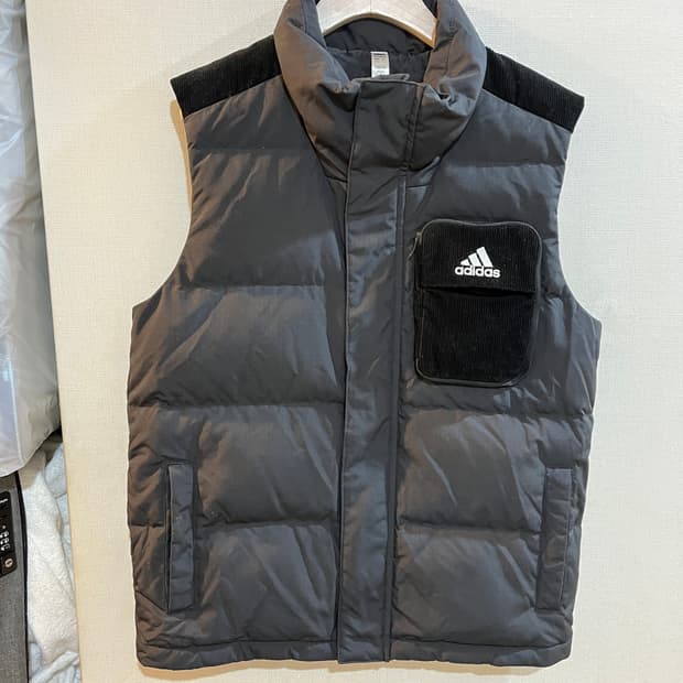 [90~95] 아디다스 백로고 오리털 패딩 조끼 베스트 남여공용