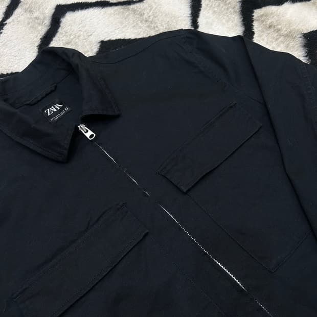 [한국2XL]ZARA 2Way 투포켓 코튼 자켓/블랙