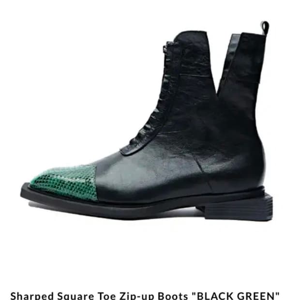 네거티브쓰리 Sharped Square Toe Zip-up Boots