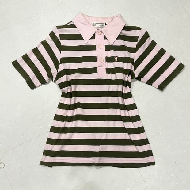 베이프 딸기말차 스트라이프 반팔 탑