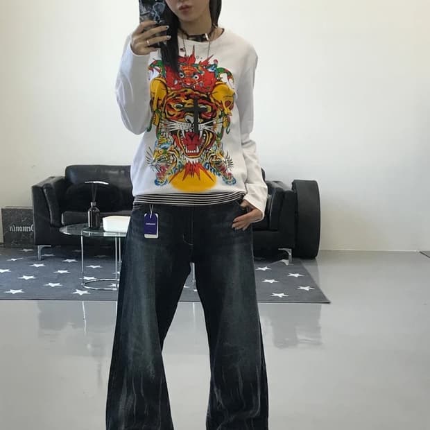 에드하디 화이트 프린팅 롱슬리브