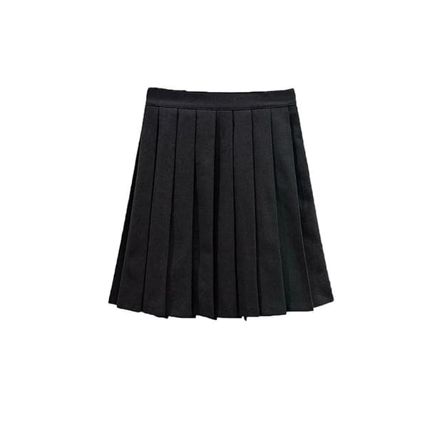 묘랑 퓨어 로로 플리츠 미디 스커트 블랙