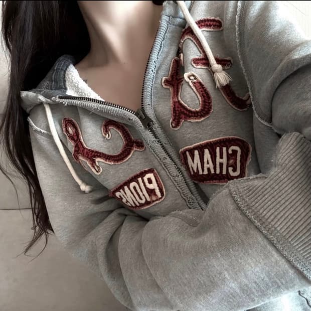 아베크롬비 그레이 버건디 후드집업