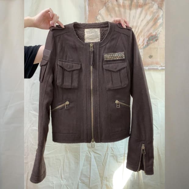 브라운 그런지 울 혼방 보아 자켓 (클리닝완료)