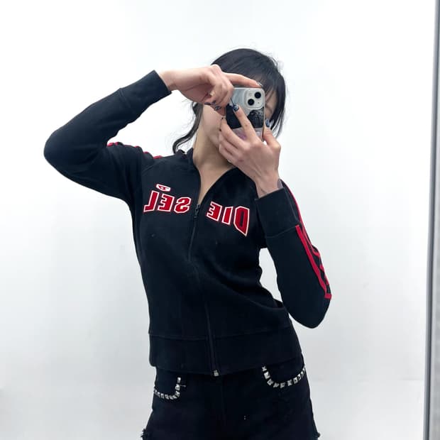 DIESEL 로고 패치 집업 자켓