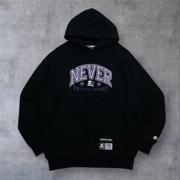 디스이즈네버댓 x 스타터 빅로고 블랙 후드티