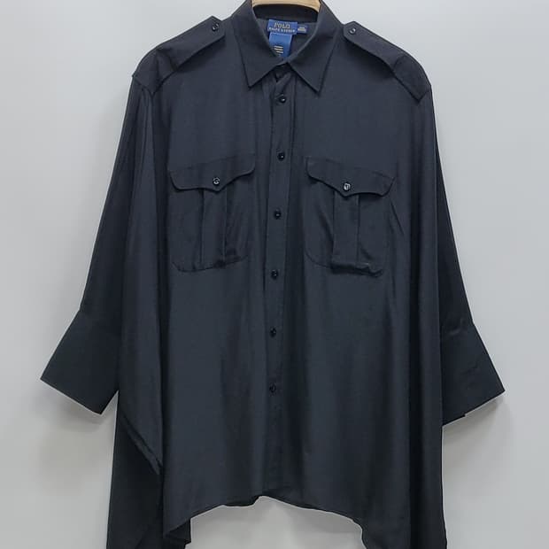 POLO 폴로랄프로렌 오버핏 실크 블라우스 셔츠 / 여 XS 블랙