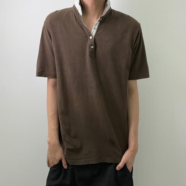vtg 빈티지 브라운 반팔 폴로 셔츠 XL